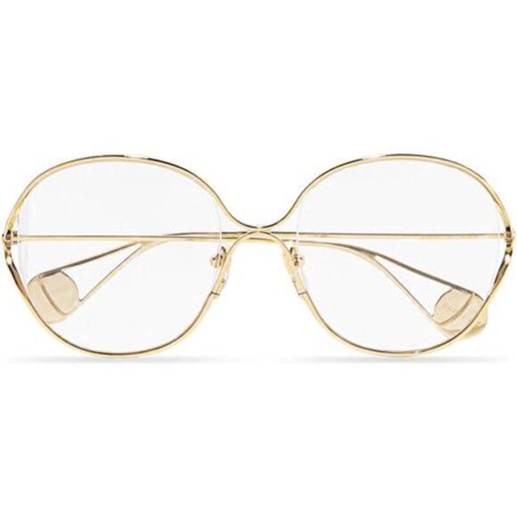 Gucci Womens Round Frame Eyeglasses Gold 54MM - NWT $550 - Picture 1 of 7
